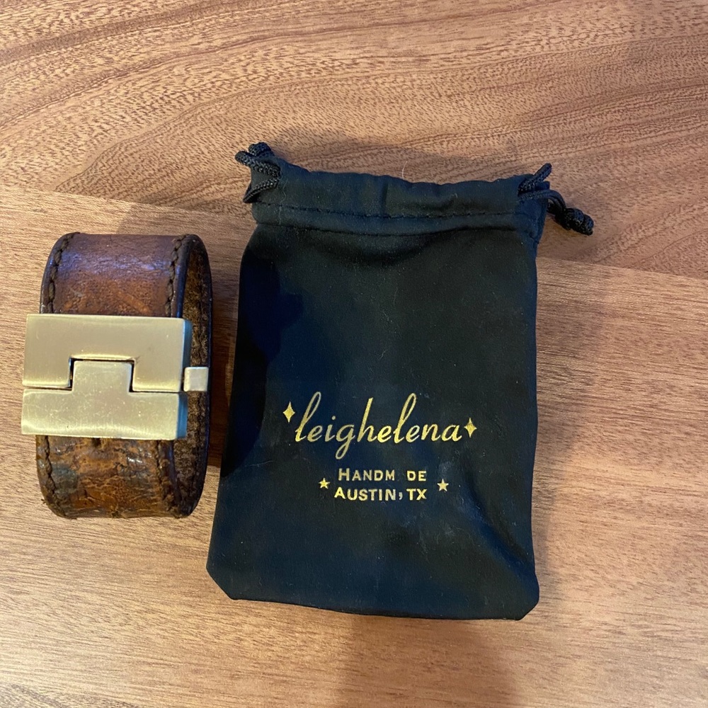 Leighelena brown leather wristlet/bracelet